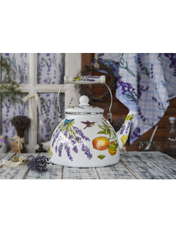 ЧАЙНИК AGNESS ЭМАЛИРОВАННЫЙ, СЕРИЯ "ПРОВАНС ЛИМОНЫ", 4 Л