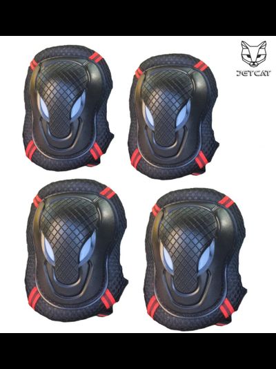 КОМПЛЕКТ ЗАЩИТЫ 2 В 1 JET-CAT (ЧЕРНАЯ С КРАСНЫМ) ЗАЩИТА ЛОКТЕЙ И КОЛЕН