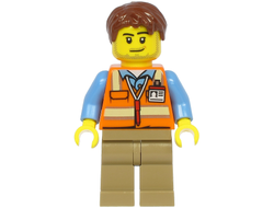 Air Traffic Controller - Male, Reddish Brown Hair, Orange Safety Vest, Dark Tan Legs, n/a (cty1187)