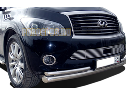 Защита переднего бампера двойная d76/42 для Infiniti QX56