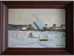 "Зимой в деревне" холст на картоне масло Виноградов В. 2006 год