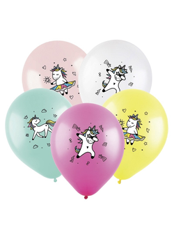Воздушные шары с гелием "Единороги цветные" 30см