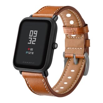 Сменный ремешок на Amazfit Bip кожа (Коричневый)