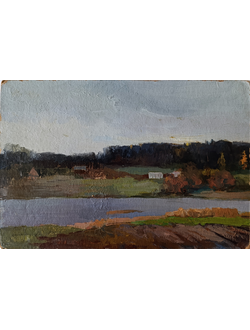 "Над рекой" картон масло Вировлянский А.М. 1963 год