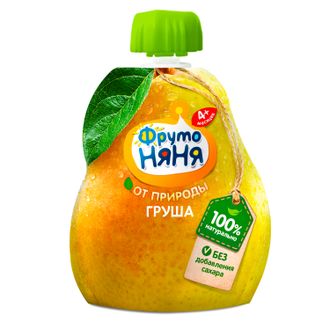 ФРУТОНЯНЯ 90г пюре грушевое натуральное, Пакет