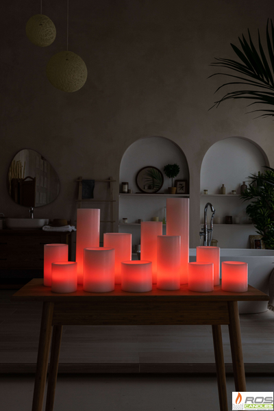 Большой набор LED свечей с парафиновыми плафонами, "Цветной"