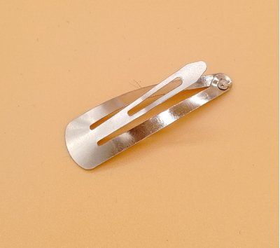 Металлическая заколка "клик", серебро, 48 мм