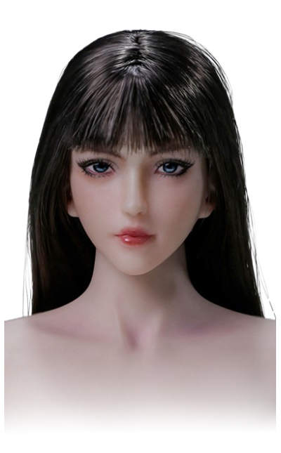 Женская голова (скульпт) с длинными темными волосами - 1/6 scale Hair Implant Female Head Sculpt "Moon" (SET016B) - LZ TOYS