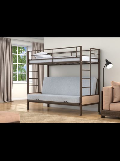 Двухъярусная кровать-диван Дакар 1 Коричневый (вставки Дуб молочный) фото