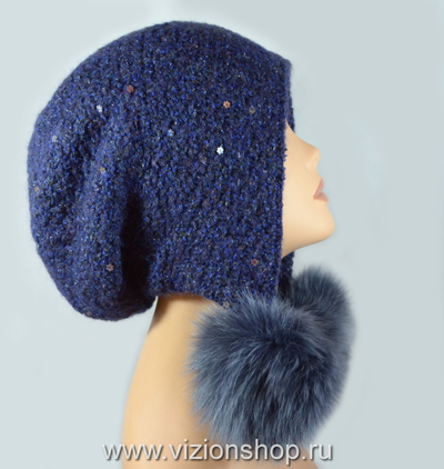 Шапка ушанка с помпонами на ушах Vizio фото головных уборов Италии