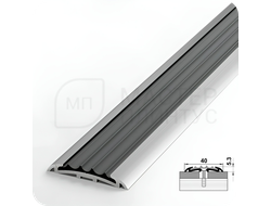 Порог противоскользящий Лука ПС 08-1.2700.001 Серебро с серой ПВХ вставкой