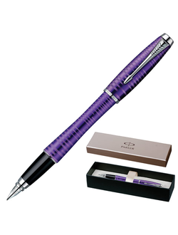 Ручка подарочная перьевая PARKER "Urban Premium Vacumatic Amethyst Pearl", фиолетовый корпус, хромированные детали, синяя, 1906860