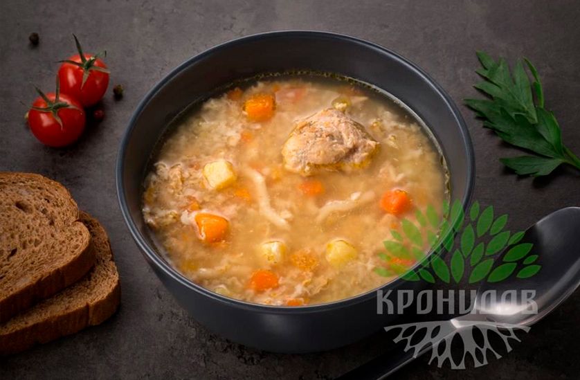   Сытные супы в легкой реторт-упаковке (на фото куриный суп по-домашнему)