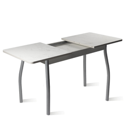 Орион 4 стол раздвижной 900/1250*600*750 мрамор белый/алюминий 1.1