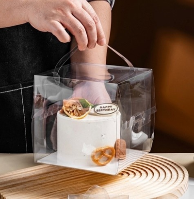Коробка-куб для бенто торта прозр. с подл., 13*13*13см
