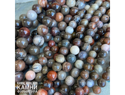 Окаменелое дерево (кварц с халцедоном), шары 6,3-6,5/8-8,2 мм, цена за нить 19 см