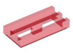 Tile, Modified 1 x 2 Grille with Bottom Groove / Lip, Trans-Red (2412b / 241241 / 3024441 / 4118775 / 4187759 / 4190187 / 6250158)