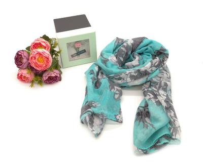 Шарф "Розы" женский Zaro в подарочной коробочке, 100% хлопок, 175х80см  (9 расцветок)