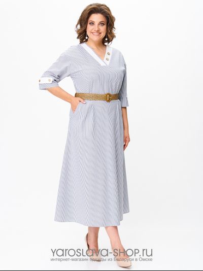 Модель :2501.Женское платье А- силуэта в полоску