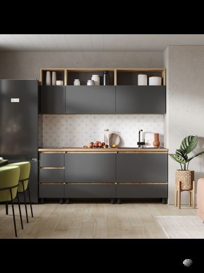 Хелен кухонный гарнитур 2 м Серый графит/Дуб крафт золото