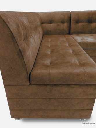 Кухонный Угловой диван "ФОРУМ-5МН" Стандартный велюр Коричневый, левый