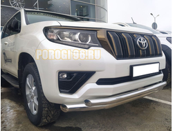 Защита переднего бампера двойная с подгибами d76/60 для Toyota Land Cruiser Prado 150 (2017-)