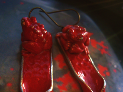 "Сургучные Императорские Лягушки", серьги югендстиль