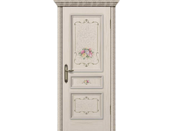 Дверь  Оливия с печатью "Роза", цвет ваниль
