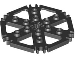 Technic, Plate Rotor 6 Blade with Clip Ends Connected Water Wheel - Hollow Studs, Black (64566 / 4539442)