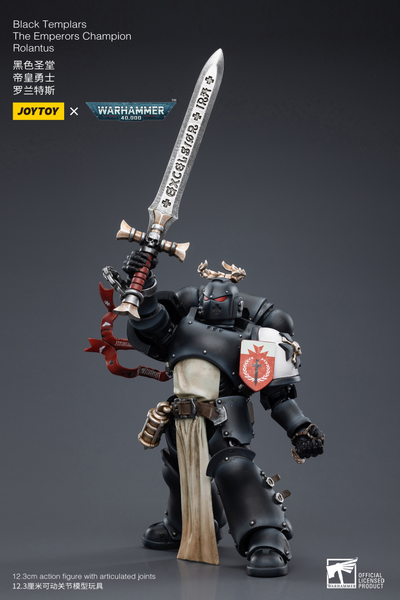 Чемпион Черных Храмовников (Warhammer 40k) - КОЛЛЕКЦИОННАЯ ФИГУРКА 1/18 Black Templars The Emperors Champion Rolantus (JT7585) - JOYTOY