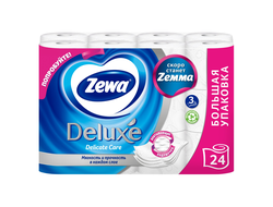 144037 Zewa Deluxe Туалетная бумага  в стандартных рулонах Система Т4 Торк 3 слоя 24 рулона белая