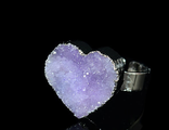 Кольцо с друзой агата тон. сердечко в серебристом обрамлении, цв.фиолетовый