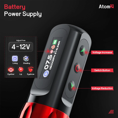 Беспроводная тату машинка Dragonhawk Atom2 Stroke 2.8mm Red