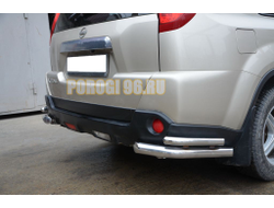 Защита заднего бампера угловая двойная d60/42 для Nissan X-trail T31(2007-2014)