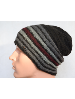 Вязаная черная мужская итальянская шапка Vizio 6550 фото