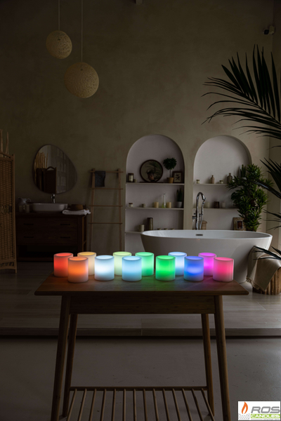 Набор LED свечей с парафиновыми плафонами (9,2*10см - 12шт), "Цветной"