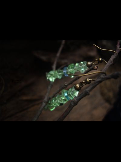 Летние серьги-хрусталики "Брызги лесного озера"