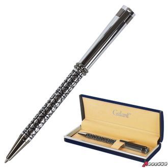 Ручка подарочная шариковая GALANT «Locarno», корпус серебристый с черным, хромированные детали, пишущий узел 0,7 мм, синяя. 141667
