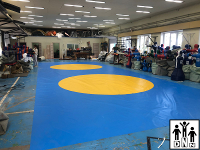 Покрышка борцовская 12х12м плотность 630гр*м2 двухцветная карманы DNN