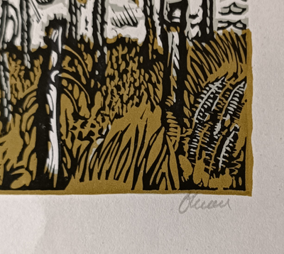 "У озера" линогравюра Овсянников А.Л. 1991 год