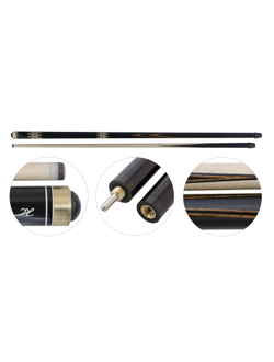 Кий для русского бильярда 2-pc «Мастер» (чёрный граб, граб), гравировка «Чешуя с коронками»