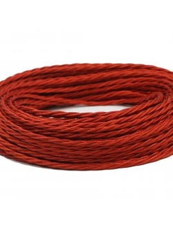 Провод витой в ретро стиле ПРВ 3х1.5 красный шёлк