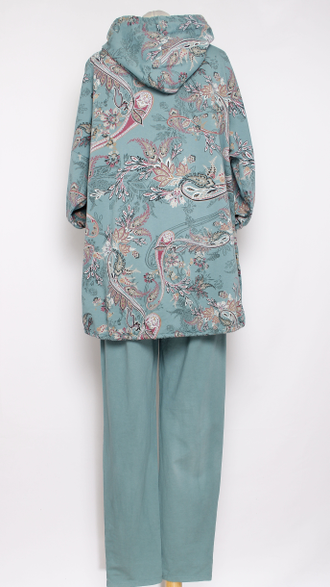 КОСТЮМ ХУДИ И БРЮКИ "МОЛНИЯ ВЬЮН" бирюзовый до 56р.