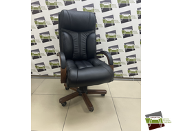 Кресло Браво, кожа/кож.зам  черный