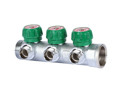 Коллектор регулирующий STOUT 1", 3 отвода 1/2" плоское уплотнение (Арт. SMB-6849-011203)