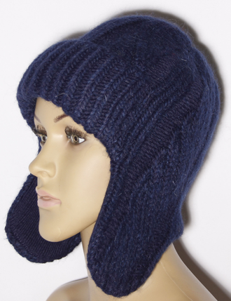 Шапка женская ушанка "Плетение" 11540 розовая, т.синяя