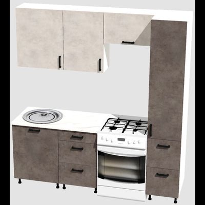 Кухня Эконом 1,5 метра с колонкой (1100х400) Цвет: Цемент светлый/Цемент темный