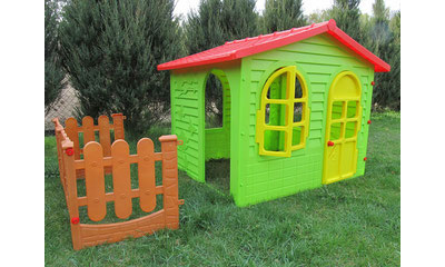 Игровой домик пластиковый «Большой коттедж с забором»