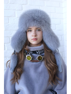 Ушанка "Полярная звезда" цвет серый + сапфир
