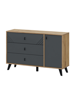 Байкал Комод 3 ящика со створкой Дуб Золотой/Графит